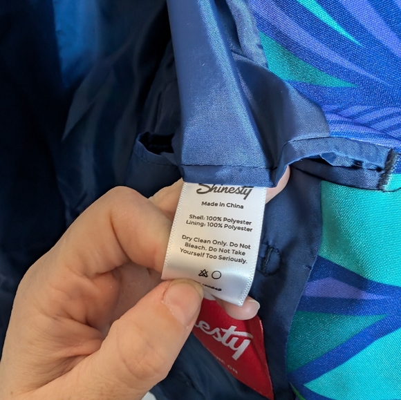 Shinesty Men's Stay Weird Short Sleeve Blazer Abstract Design 42 Blue/Green - Picture 7 of 7